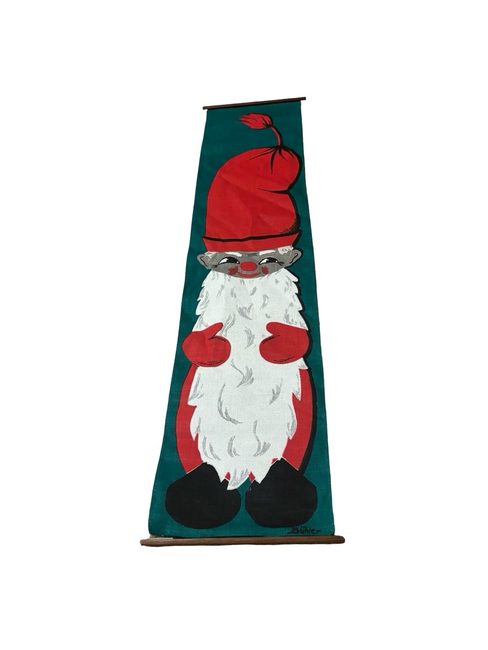 Vintage Swedish Buhler linen wall hanging Christmas- Swedish Santa , gnome for